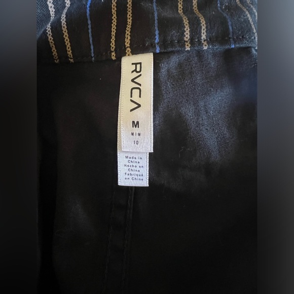 NWT RVCA Overland Striped Black Overalls w Stretch MSRP $85 Front Zip Tapered - Picture 13 of 15